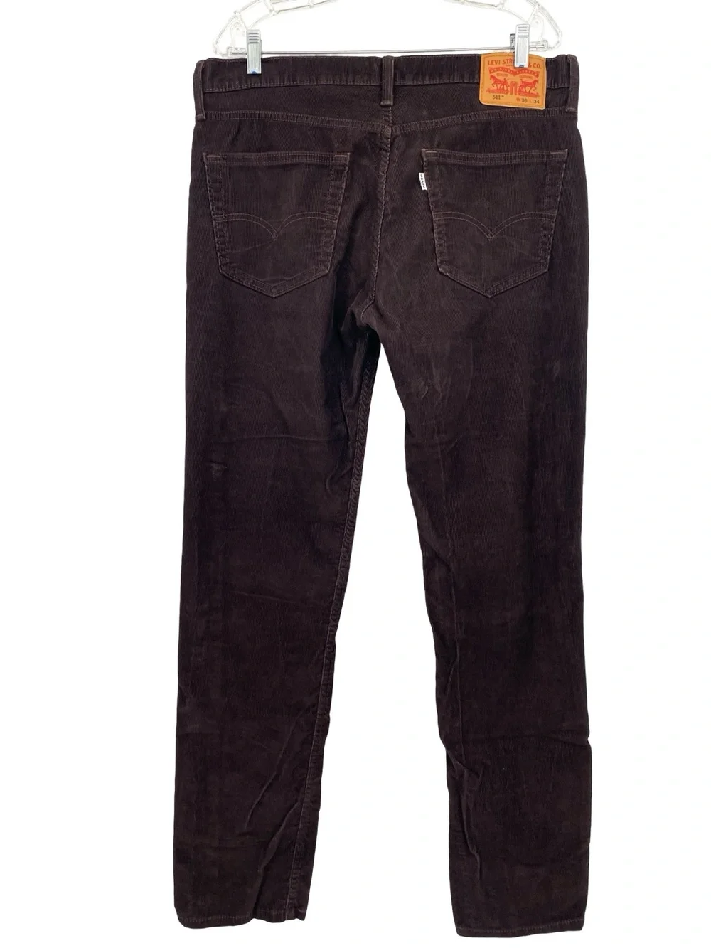 Levi's 511 Straight Stretch Brown Corduroy Chino Pants 36 x 34.